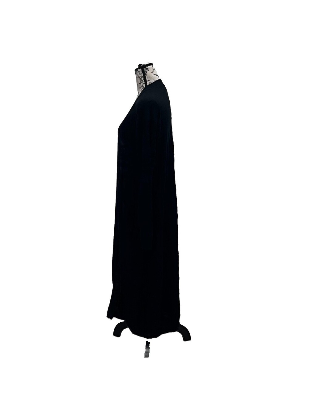 Very J Black Longline Duster Cardigan Sweater Large Boho Goth Hippie Layer - Picture 4 of 9